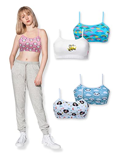 D'chica Cotton Girls Crop Cami Bralette Training Bras With Adjustable Straps & Single Front Layering For Teens - Pack Of 5 #TOP1