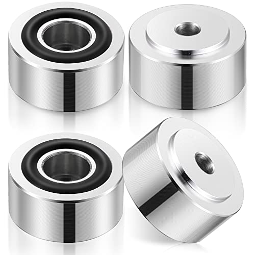 Facmogu 4PCS Silver Aluminum Alloy Speaker Isolation Feet, Turntable Isolation Pad for Reduce Vibration & Resonance, Speaker Spike Pads with Non-Slip Rubber Ring for Amplifier HiFi Devices Recorder CD