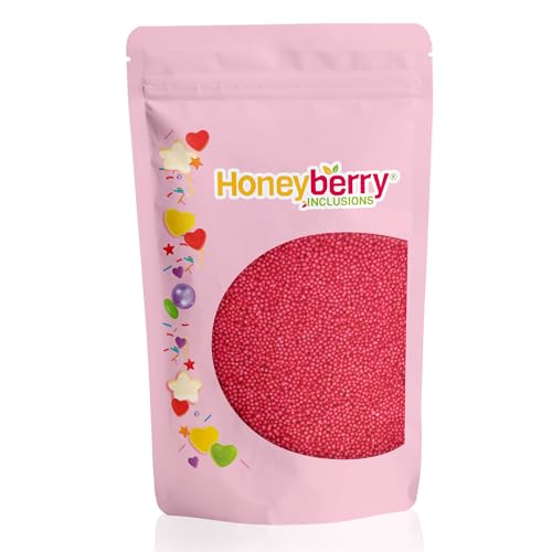 HONEYBERRY INCLUSIONS - Gránulos rojos Nonpareils de 200 g, color rojo brillante natural para hornear, decoraciones de cupcakes y pasteles, decoración de helados y postres