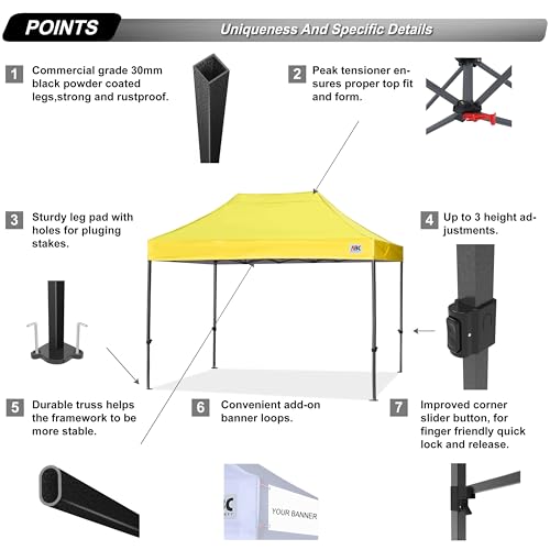 Image of ABCCANOPY Patio Pop Up Canopy Tent 10x15 Commercial-Series (Yellow)