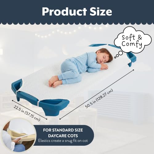 Image of Children's Factory Cot Sheets for Daycare, ABC, Set of 5 | Standard Size 50.5 inch x 22.5 inch Cot Sheets, Machine Washable PolyCotton Blend Toddler Cot Sheets, Daycare Essentials