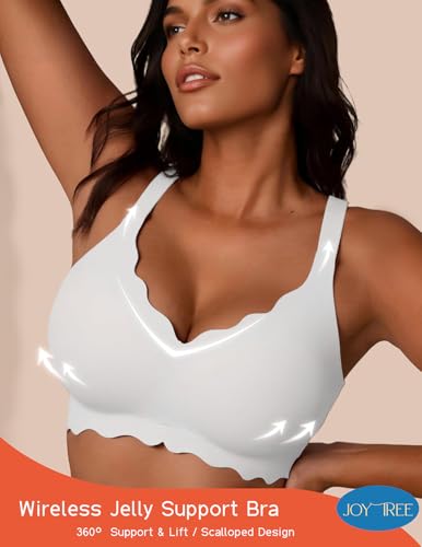 Image of JOYTREE Silky Bras for Women No Underwire V Neck Bralettes for Women Cloud Feel Everyday T Shirt Bra with Extender