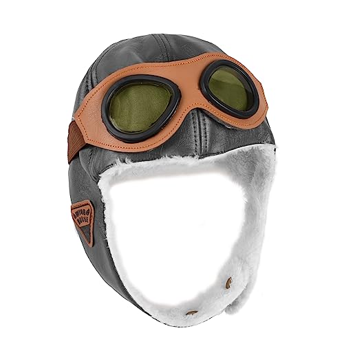 HUIANER Soft Warm Hat Leather Cap with Earmuffs for Baby Kids Photography Props