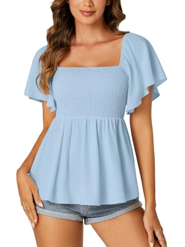 Image of LYANER Women's Square Neck Cute Peplum Top