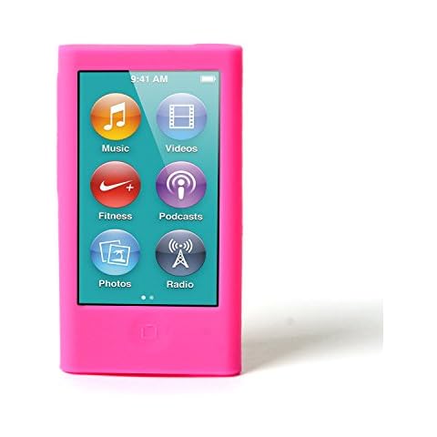 ColorYourLife Silicone Cases Skins Covers for New iPod Nano 8th Generation 7th Generation with Cleaning Wipe (Hot Pink) Cover