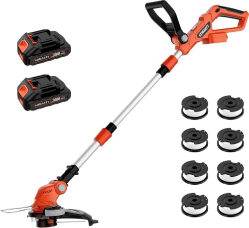 20V Cordless String Trimmer Edger Lawn Tool 2 X 2.0Ah Battery Powered with Charger 12 Inch Lightweight Grass Trimmer Electric Weed Trimmer Auto Line Feed Grass Cutter Lawn Mower for small yard garden