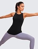 CRZ YOGA Women's Butterluxe Racerback Tank Tops with Built in Bra - Longline Padded High Neck Tank Top Gym Sports Camisole Black 12 - Image 6