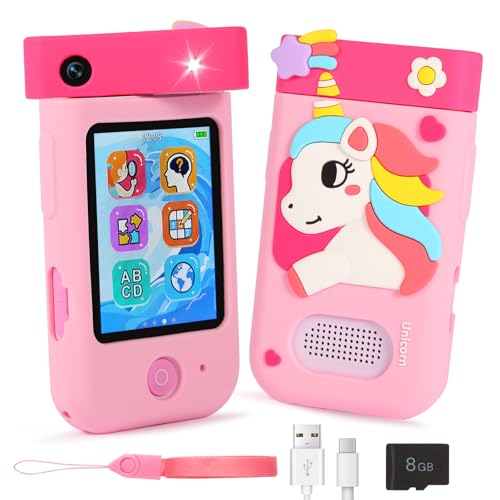 Kinderkamera Spielzeug mit 180° Drehobjektiv, Kinder Handy Smartphone mit 2.8 inch Touchscreen & Silikonhülle,Weihnachts und Geburtstagsgeschenk fü