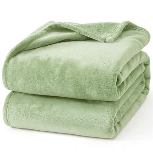 Hansleep Fleece Sage Green Throw Blanket, Super Soft Flannel Fuzzy Plush Cozy Blanket for All Seasons, Sage Green, Throw 50x60 Inches