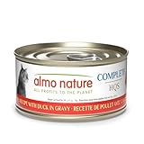 almo nature HQS Complete CAT Wet Cat Food Chicken Recipe with Duck in Gravy - Grain-Free Cat Food Canned, 2.47 oz (Pack of 12)
