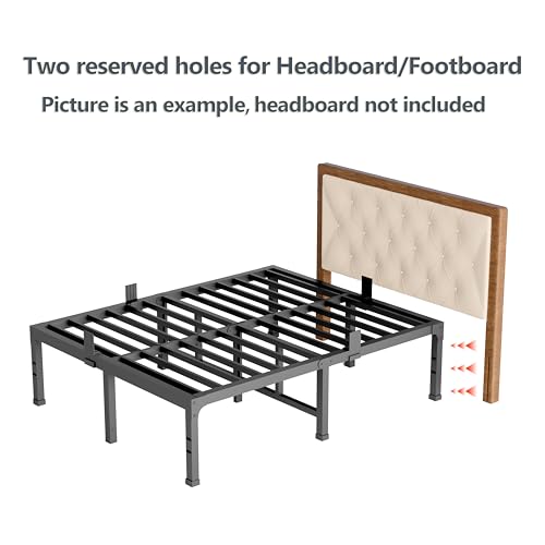 Image of FUIOBYVV Full Size Bed Frame, 14 Inch Heavy Duty Metal Platform Bed Frame Full Support Up to 3500 lbs, No Box Spring Needed,Headboard Holes,Steel Slat Support,Noise Free,Easy Assembly