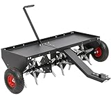 VELPAX 48' Tow Behind Plug Aerator with Transport Wheels, Plug Aerator Tow Behind with 30 Galvanised Steel...