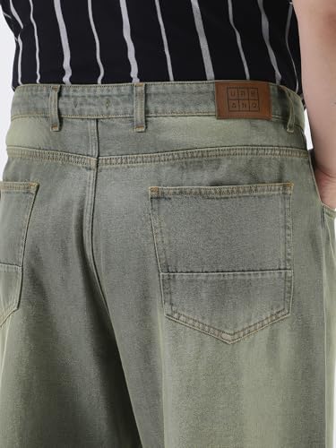Image of Urbano Plus Men's Loose Baggy Fit Heavy Washed Jeans Non-Stretchable