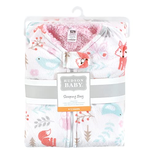 Hudson Baby Mink Sherpa Inner Sleeping Bag, Girl Woodland, 0-6 Months