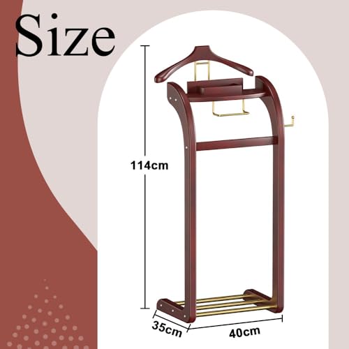 Qcesorib Galan de Noche Mueble con Bandeja, Galán de Noche de Madera con Gancho, Multifuncional Galán de Noche para Dormitorio con Percha para Pantalones, para Oficina Dormitorio Salón - imagen 2