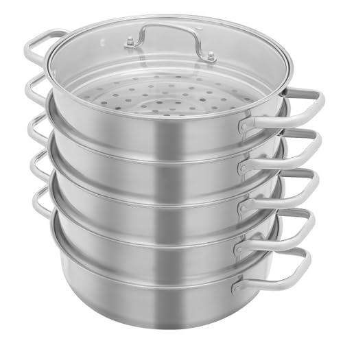 Susoso - 5 Etagen Dampfkocher, Dampfgarer Topf Edelstahl mit Glasdeckel, Dampfkochtopf Induktion, Dampfkochtopf Kochtopf, für Gasherden, Induktionsherden, Elektroherden (Silber 30cm) Susoso - 5 Etagen Dampfkocher, Dampfgarer Topf Edelstahl mit Glasdeckel, Dampfkochtopf Induktion, Dampfkochtopf Kochtopf, für Gasherden, Induktionsherden, Elektroherden (Silber 30cm)