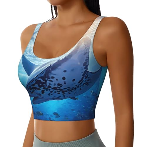 Brassière de sport polyvalente femme imprimé marin bleu