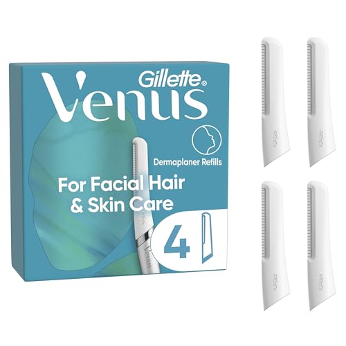 Gillette Venus Dermaplaning Blades for Face, Womens Face Razor Refills x 4 for Facial Hair & Skin, Exfoliating Blades for Dermaplaning Tool