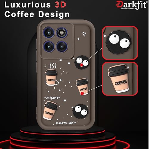 Image of DARKFIT Back Case Cover Compatible with Motorola Edge 60 Fusion | Cute Fun Cartoon Ball 3D Coffee Silicone Case | Body Protection | Camera Protection | Shock Proof | Color Brown | Pack of 1 |