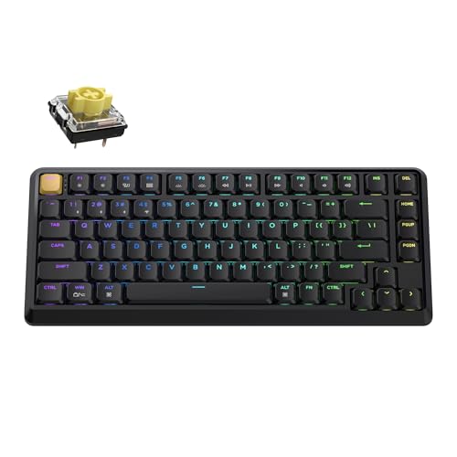Image of Keychron KJ1 Low Profile Wireless Mechanical Keyboard, 2.4 GHz Bluetooth QMK 75% Layout RGB, Hot-swappable Banana Switch Compatible with Mac Windows Linux, 2000mAh Fast Charge for Gaming - Black