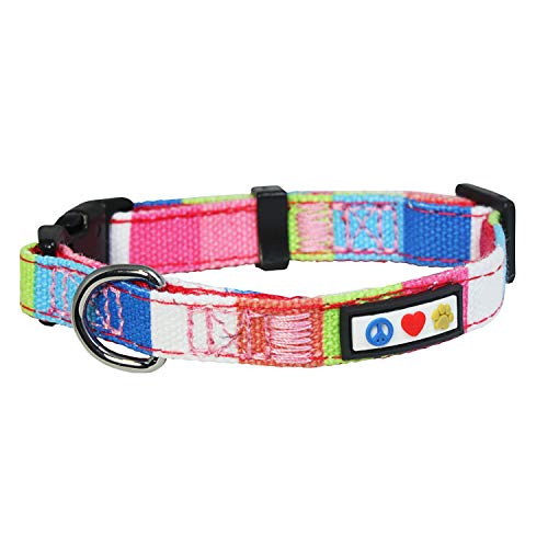 Pawtitas Multicolor Dog Collar Puppy Collar Pet Collar Multicolor Dog Collar Extra Small Dog Collar White / Teal / Green / Pink Dog Collar