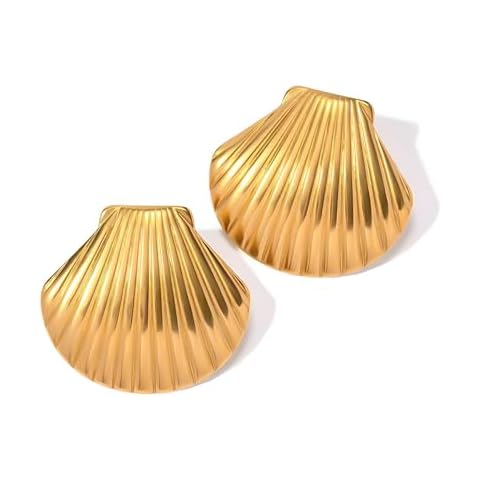 GREICHFAN Big Shell Stud Earrings Gold Large Seashell Conch Earrings Beach Earrings for Women Girls Cover