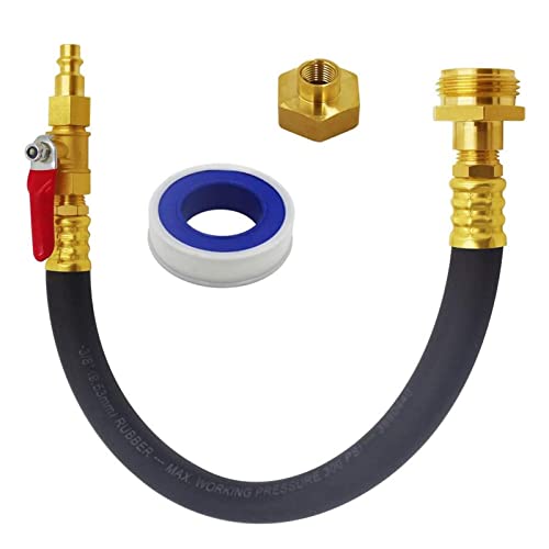 Image of MENSI 12 inch Winterize Sprinkler System 3 /4 inch Faucet Garden Hose Air Compressor Quick Connect Plug with Blow Out Adapter Fitting with Valve for RV Motorhome Trailer