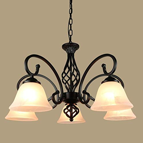 Lámpara de techo moderna de Metal para lámpara de pantalla de cristal E27 lámpara de techo decoración tradizionale europea,Color de pantalla:Nero,Número de luces:6 luci,Colore de emisión:bianco caldo