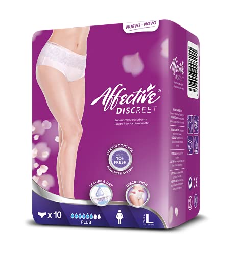 Affective Discreet Pants Braguitas Absorbentes Plus Talla L - 60 Pants (6 Bolsas De 10 Unds)