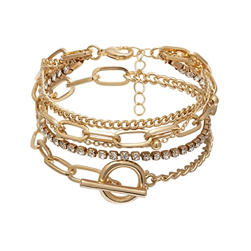 Image of ShiQiao Spl Bracelets Set for Women Layered Bracelets for Girls Bead Bracelet Gold Bangle Fashion Accessories Boho Jewellery 5 Pcs