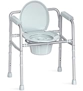 HOMLAND 3-in-1 Bedside Commode with Sturdy Dual-Crossbar Support Construction, Stable Commode Toi...