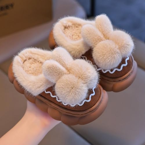 Girls Bunny Fuzzy Slides Slippers Cute Plush Platform Shoes Kids Soft Non-Slip Slippers Winter Indoor House Shoes2