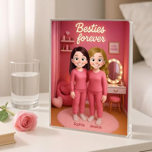 Bestie Forever Custom Acrylic Plaque – Personalized 3D Effect Pink Doll Dream House Sign for Friends, Unique Best Friend Gift - Image 2