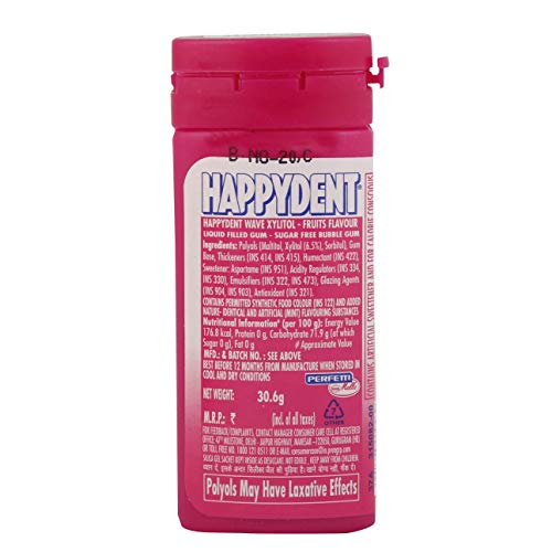 Image of Happydent Wave Xylit Sugarfree Chewing Gum - Fruit Flavour, 30.6g