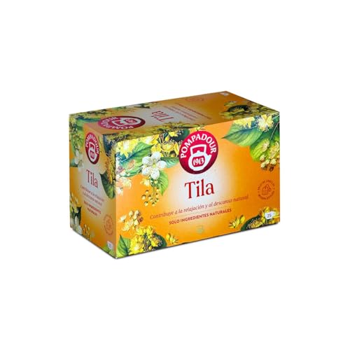 Pompadour - Infusión Clásica - Tila - 100% flores - Contribuye a la Relajación y el Descanso - 25 bolsitas