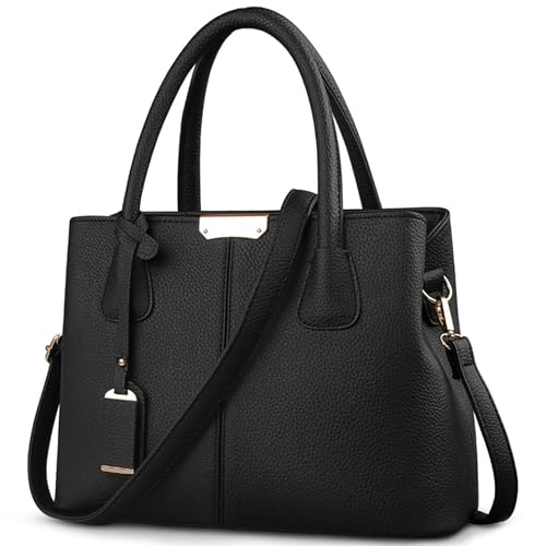 DORRISO Bolsos de Mujer Moda Mano de Hombro Bolsos PU Cuero Gran Capacidad Tote Trabajo Escuela Viajes Casual Cómodo Diario Bolsos Cruzados Negro
