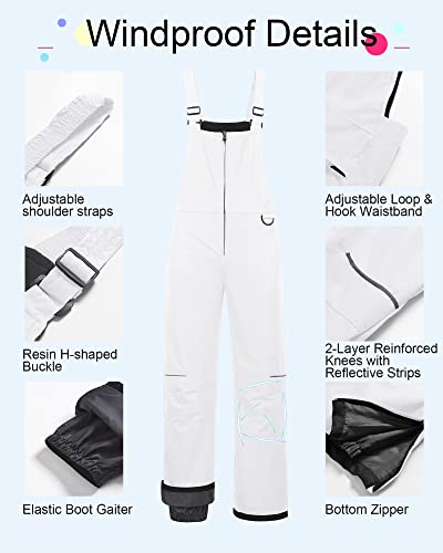 Image of CREATMO US Girl's Snow Bibs Kids Ski Pants Waterproof Insulated Winter Overalls