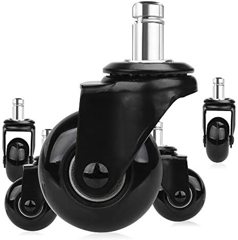 8T8 Replacement Chair Caster Wheels 2'', Heavy Duty Wheels with Plug-in Stem 7/16''X7/8'',Quiet & Smooth Rolling, No Chair Mat Needed, Safe for Hardwood Carpet Tile Floors,Set of 5 (Black, 2 inch)