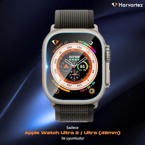HARVORTEZ Apple Watch Ultra 2, Ultra 49mm ile Uyumlu, 49mm Ekran Koruyucu, Kolay Hizalama Çerçevesi ile Kurulum, Su Geçirmez, UHD Temperli Cam, Watch Screen Protector, (Otomatik Hizalama Aparatlı) - Görsel 5