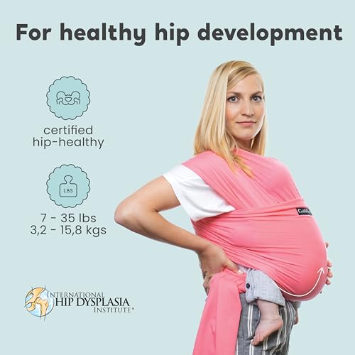 Image of Cuddlebug Baby Wrap Carrier, Soft Stretchy Newborn Sling, 7-35 lbs, Pink | Breathable Fabric, Hands-Free Baby Wearing Wrap, Hip-Healthy support with Gentle Stretch that hugs from day one.