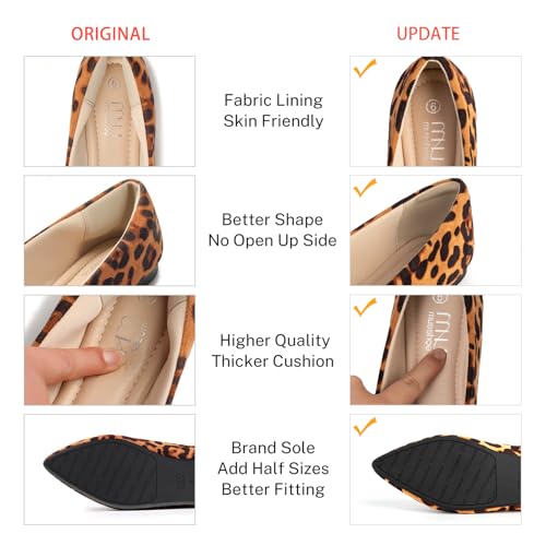 Image of MUSSHOE Black Flats for Women Pointed Toe-Comfortable Business Casual Work Shoes, Dressy Suede Slip On with Memory Foam for Office, Teacher & Standing All Day