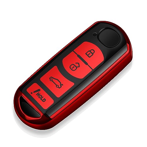 Tukellen for Mazda Key Fob Cover,Special Soft TPU Key Case Cover Protector Compatible with Mazda Miata CX-3 CX-4 CX-5 CX-7 CX-9 MX5 2/3/5/6/8 Key Shell (Red)