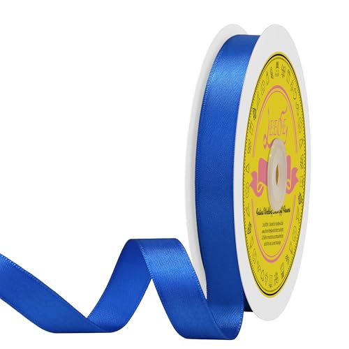 Image of Double Face Cobalt Blue Satin Ribbon 5 /8 inch X 50 Yards Polyester Cobalt Blue Ribbon for Gift Wrapping Very Suitable for Weddings Party Invitation Decorations and More