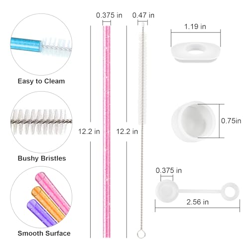 Image of Replacement Straw Compatible with Stanley 40 oz 30 oz Quencher, Tumbler Accessories of 6 Color Straw Replacement with Cleaning Brush, 4 Leak Sproof Plug, 2 Silicone Cover Cap for Stanley