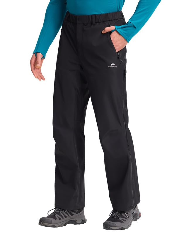 Pioneer Camp Regenhose Herren Wasserdicht 20000mm Fahrrad Überhose Winddichte Atmungsaktiv 3-lagige Verschweißt Outdoor Radhose Seite Full Zip Beinzip fur Trekking Outdoor