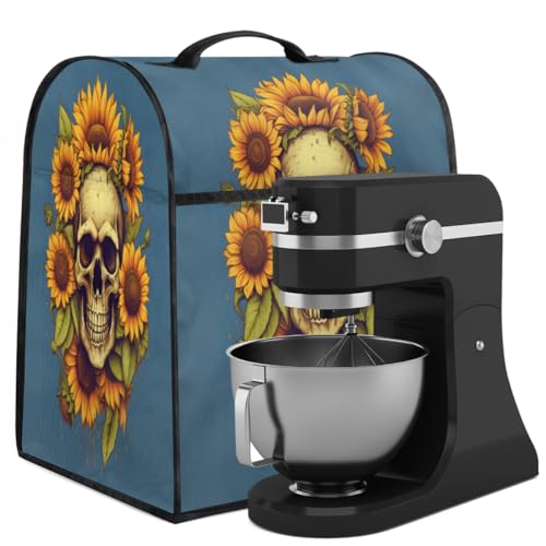 Coffee Maker Cover Sunflower Skull Kitchen Appliance Covers Small Appliance Covers Blender Cover Juicer Cover Dust Covers for Kitchen Appliances with Top Handle and Pockets,Washable,C100