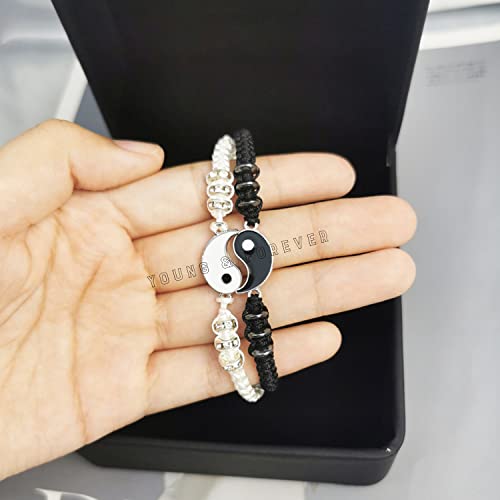 Image of Young & Forever Gift Fashion Long Distance Touch Gold Silver Rose Gold Couples Friendship Best Friend hand Couple matching Mens Magnetic Magnet bracelets for Women /Girls Silver bracelet for Men /Boys