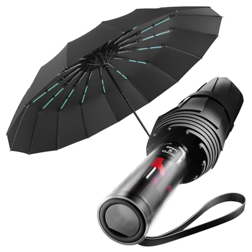 MidingChai Paraguas para el sol, Sombrilla Plegable, Paraguas Plegable Antiviento, Umbrella, Paraguas Grande Sombrilla Compacta y Ligera con Diseño Patentado para Hombre y Mujer (Negro)