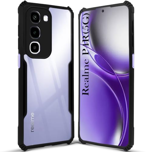 Image of Jkobi Hybrid Back Cover Case for Realme P4R 5G | Realme Narzo 100X 5G (Shockproof with Polycarbonate Clear Panel | Professional Black)