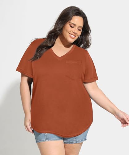 Image of TIYOMI Plus Size Tops for Women V Neck Tshirts Basic Tunic Casual Hawaii Floral Tie Dye Camo Summer Short Sleeve Tee XL-5XL